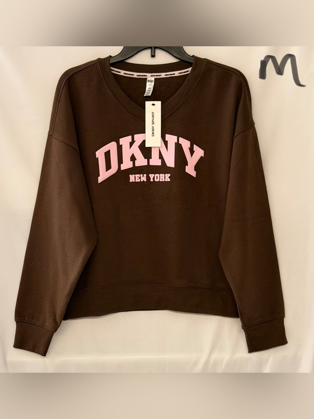 DKNY Brown Sweatshirt with Pink Logo